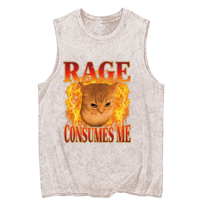 Tokyocanvas Rage Consumes Me Edgy Funny Cat Meme Washed Tank
