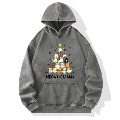 Tokyocanvas Meowy Catmas Washed Hoodie