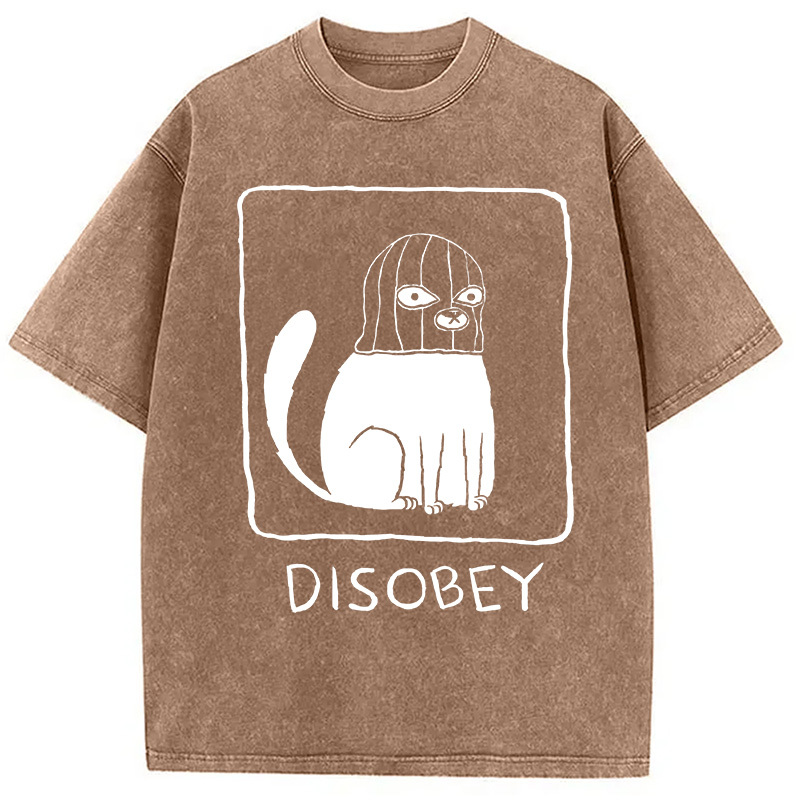 Tokyocanvas Disobey Cat Washed T-Shirt