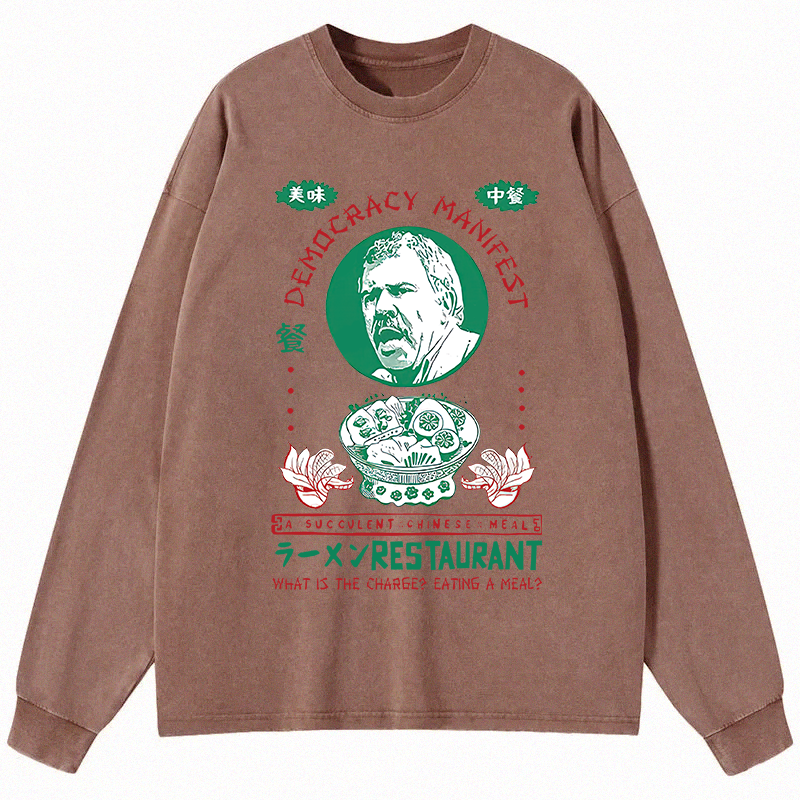 Tokyocanvas Delicious Chinese Food Long Sleeve Washed T-Shirt