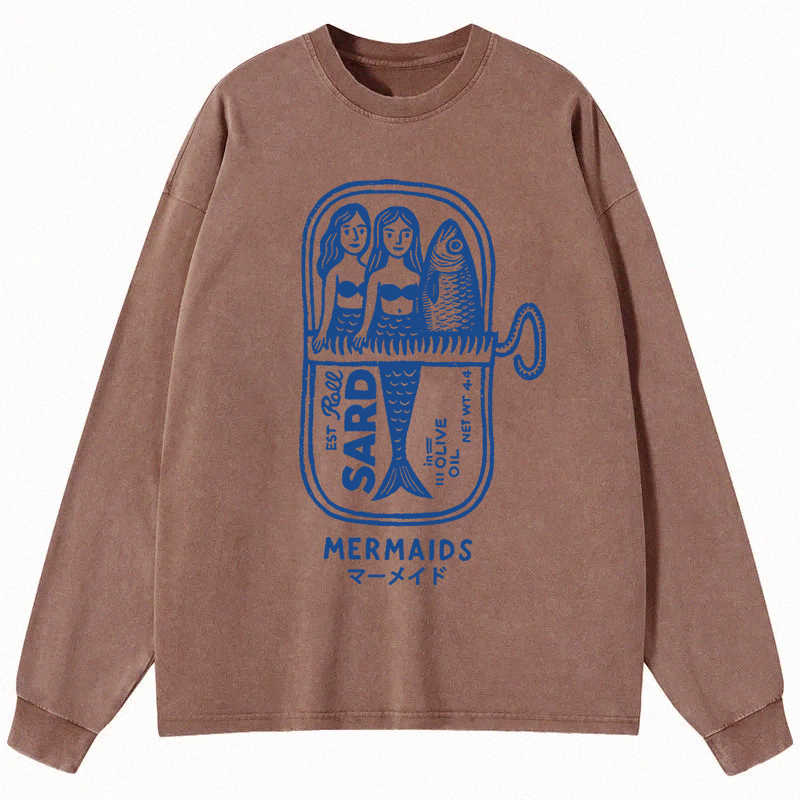 Tokyocanvas Mermaid Can Long Sleeve Washed T-Shirt