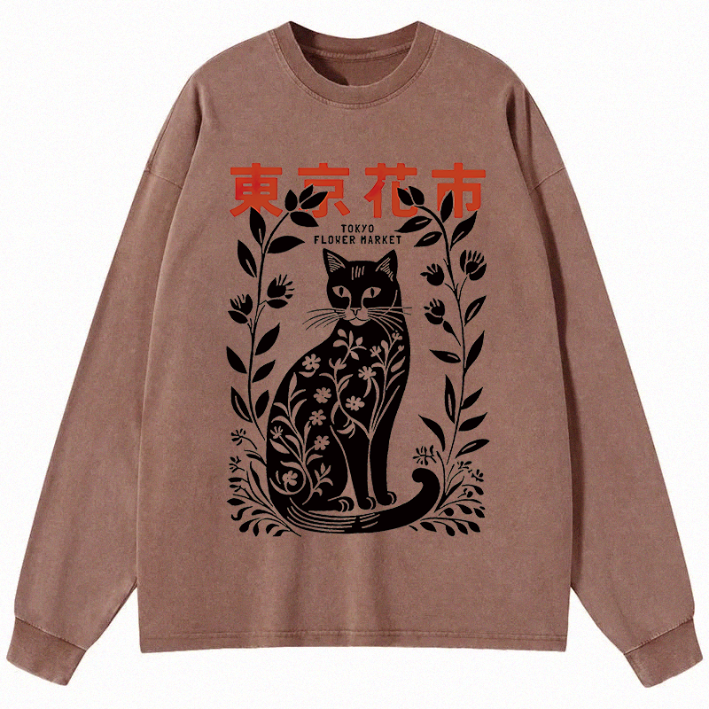 Tokyocanvas Tokyo Flower Market Long Sleeve Washed T-Shirt