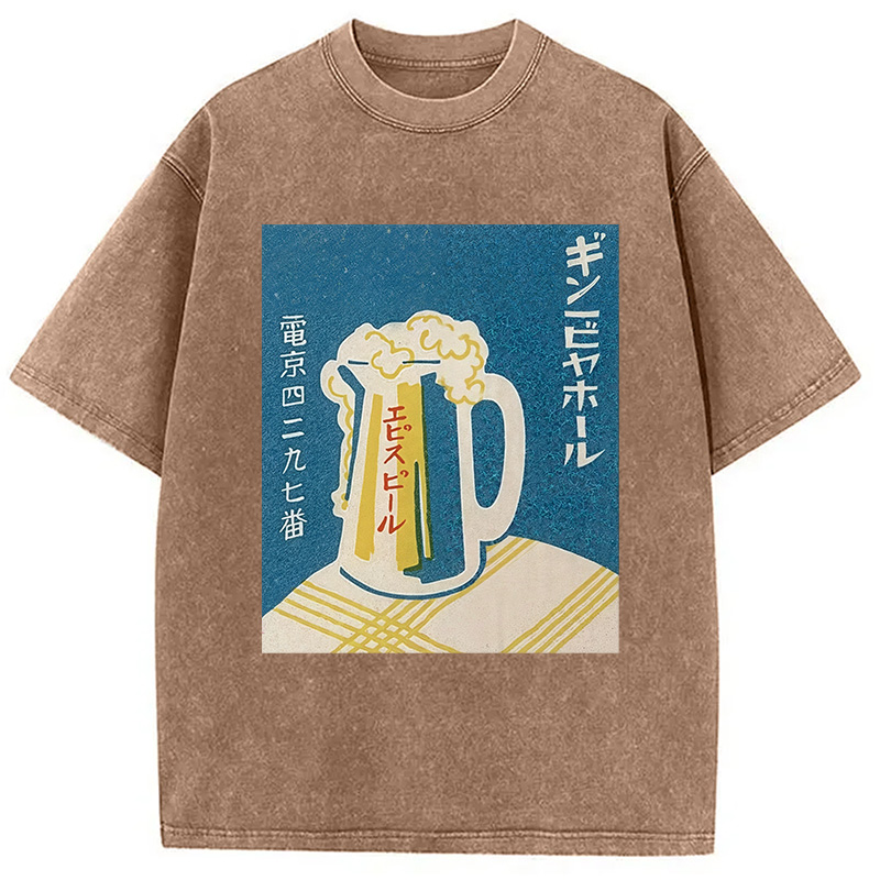 Tokyocanvas Japanese Vintage Beer Mug Washed T-Shirt