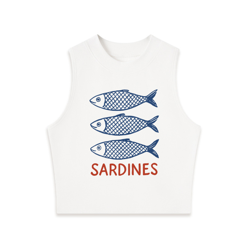 Tokyocanvas Sardines Retro Crew Neck Crop Top