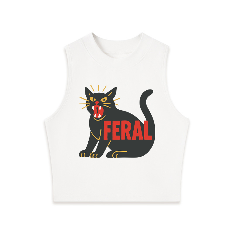 Tokyocanvas Feral Black Cat Crew Neck Crop Top