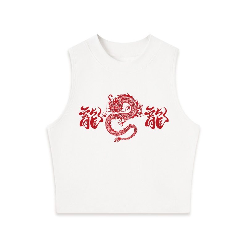 Tokyocanvas Dragon Crew Neck Crop Top