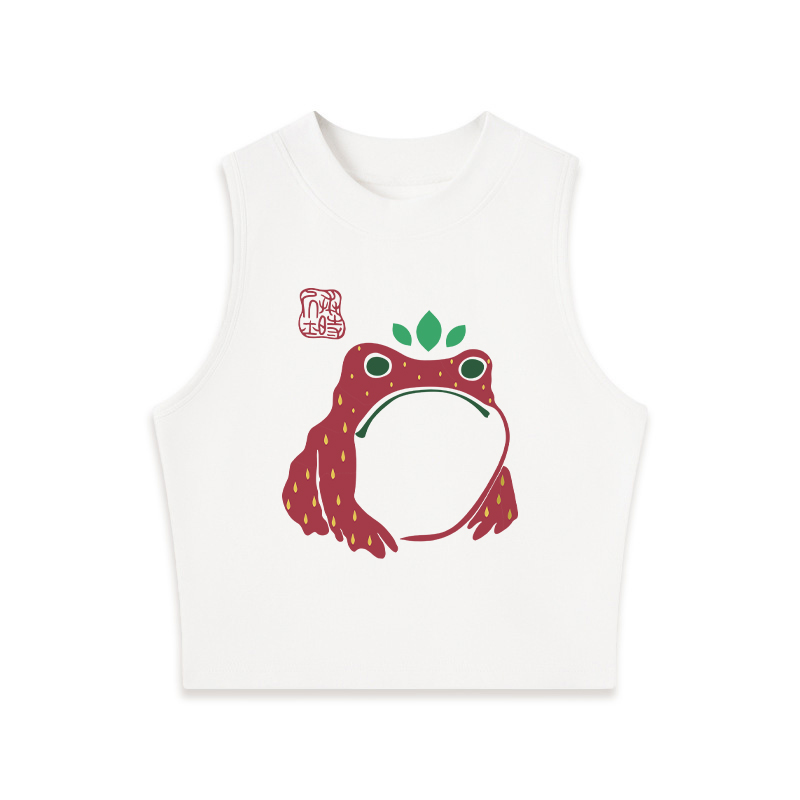 Tokyocanvas Strawberry Frog Crew Neck Crop Top