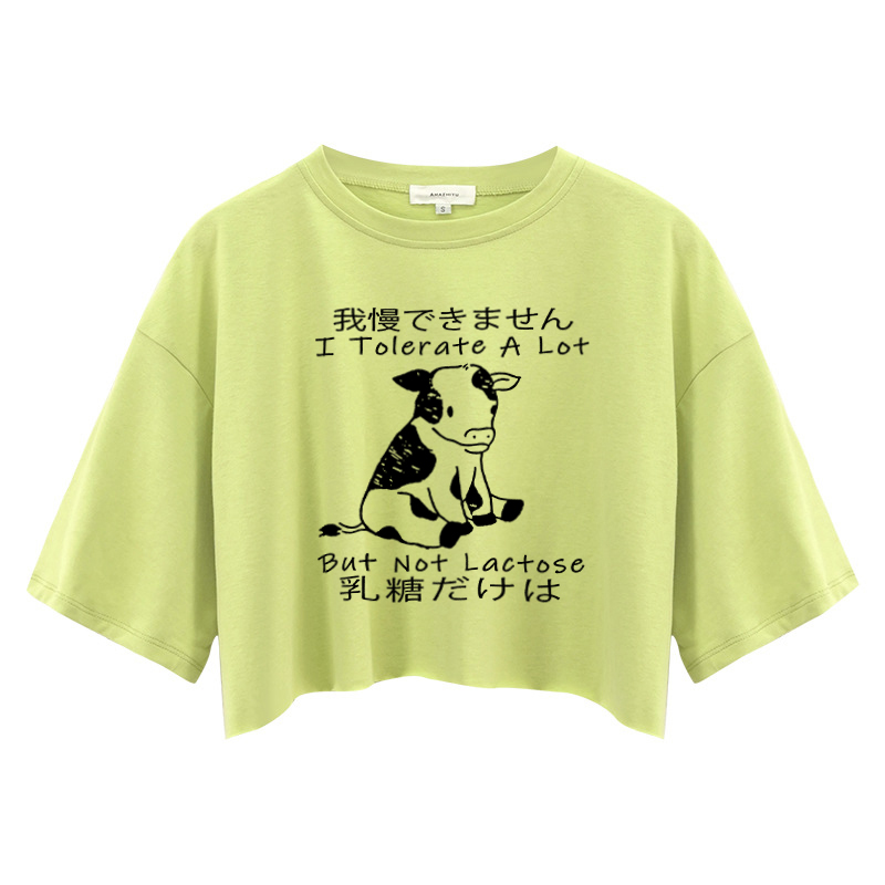 Tokyocanvas I Can't Tolerate Lactose Crop Top