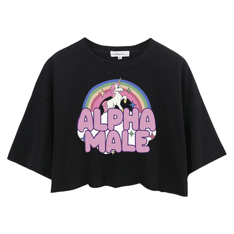 Tokyocanvas Rainbow Unicorn Alpha Male Crop Top