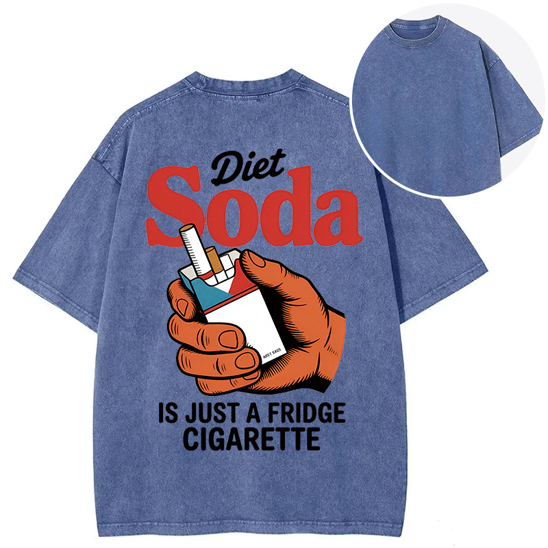 Tokyocanvas Diet Soda Is Just A Fridge Cigarette Funny Back Washed T-Shirt