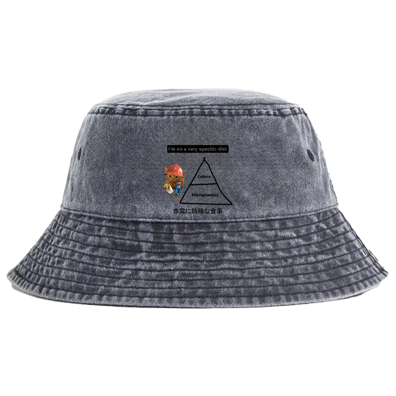 Tokyocanvas A Very Specific Diet Cat Meme Washed Bucket Hat