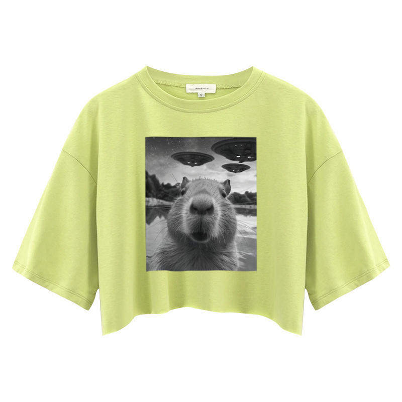 Tokyocanvas Funny Capybara UFO Crop Top