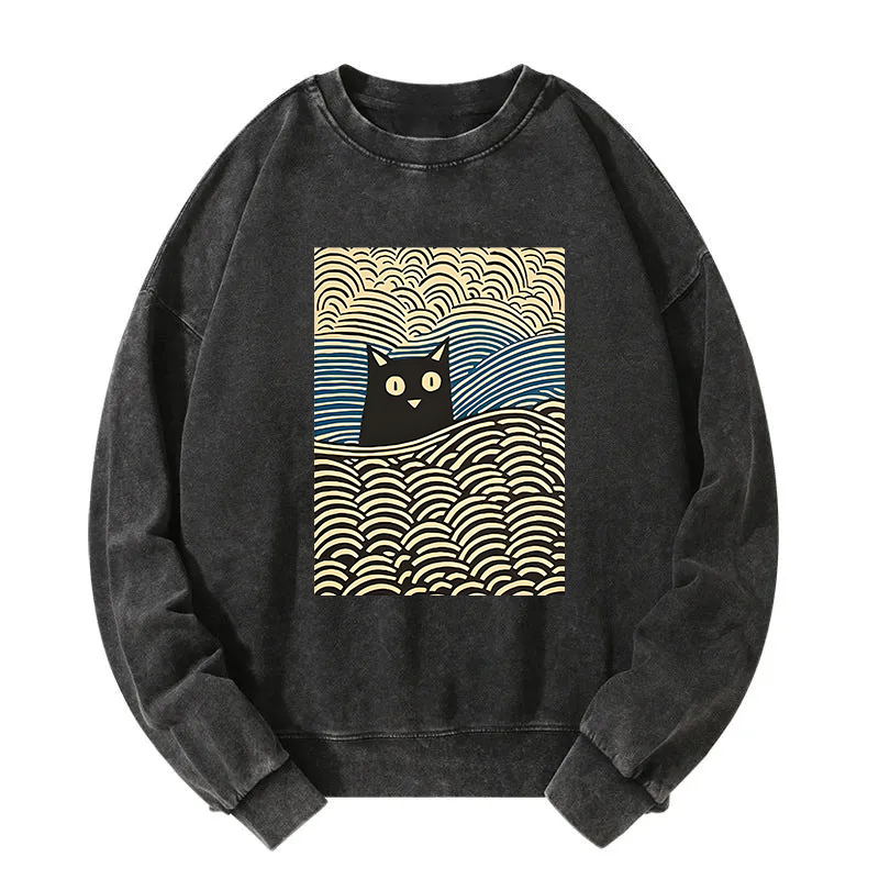 Tokyocanvas Kawaii Cat Japanese Washed Sweatshirt