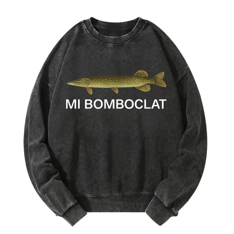 Tokyocanvas Mi Bomboclat Fish Meme Washed Sweatshirt