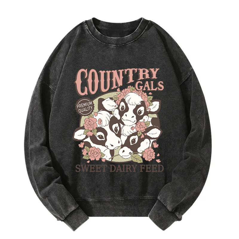 Tokyocanvas Country Cow Gals Washed Sweatshirt