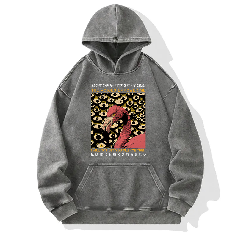 Tokyocanvas The Voices Empower Me Flamingo Washed Hoodie