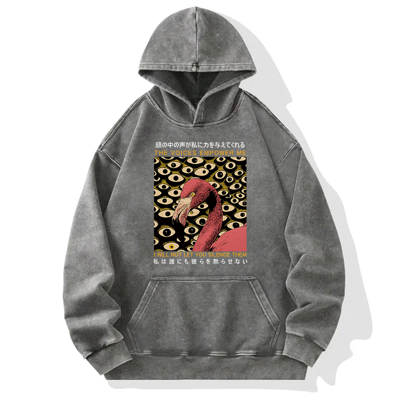 Tokyocanvas The Voices Empower Me Flamingo Washed Hoodie