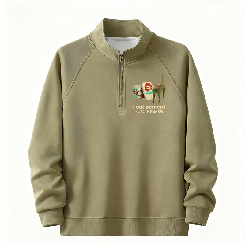 Tokyocanvas I Eat Cement Half-Zip Sweatshirt