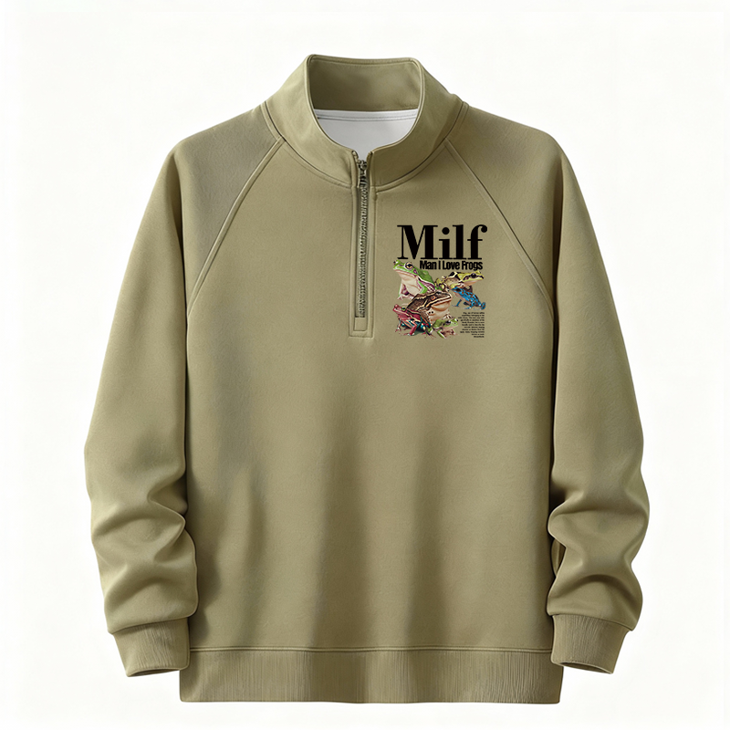 Tokyocanvas Man I Love Frogs Meme Half-Zip Sweatshirt