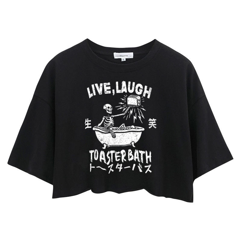 Tokyocanvas Funny Electric Shock Skeleton Crop Top