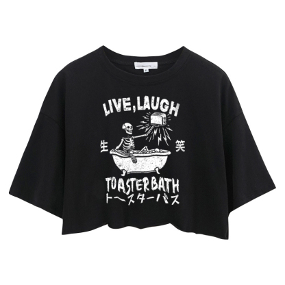 Tokyocanvas Funny Electric Shock Skeleton Crop Top