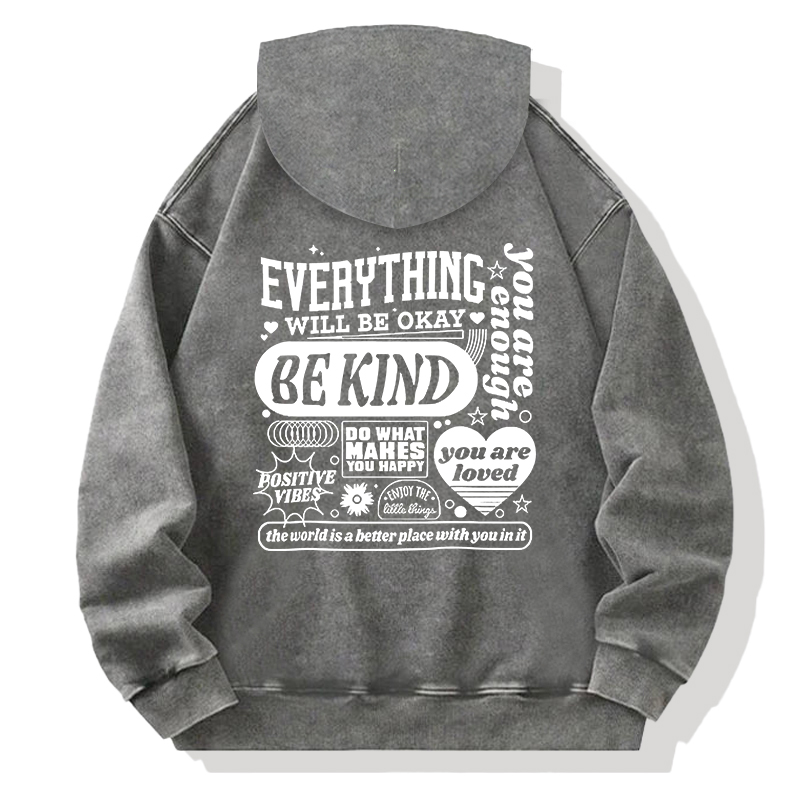 Tokyocanvas EVERYTHING WILL BE OKAY Back Washed Hoodie