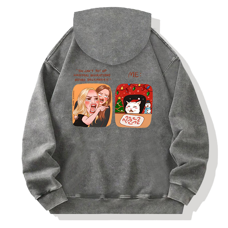 Tokyocanvas Christmas Cat Meme Back Washed Hoodie