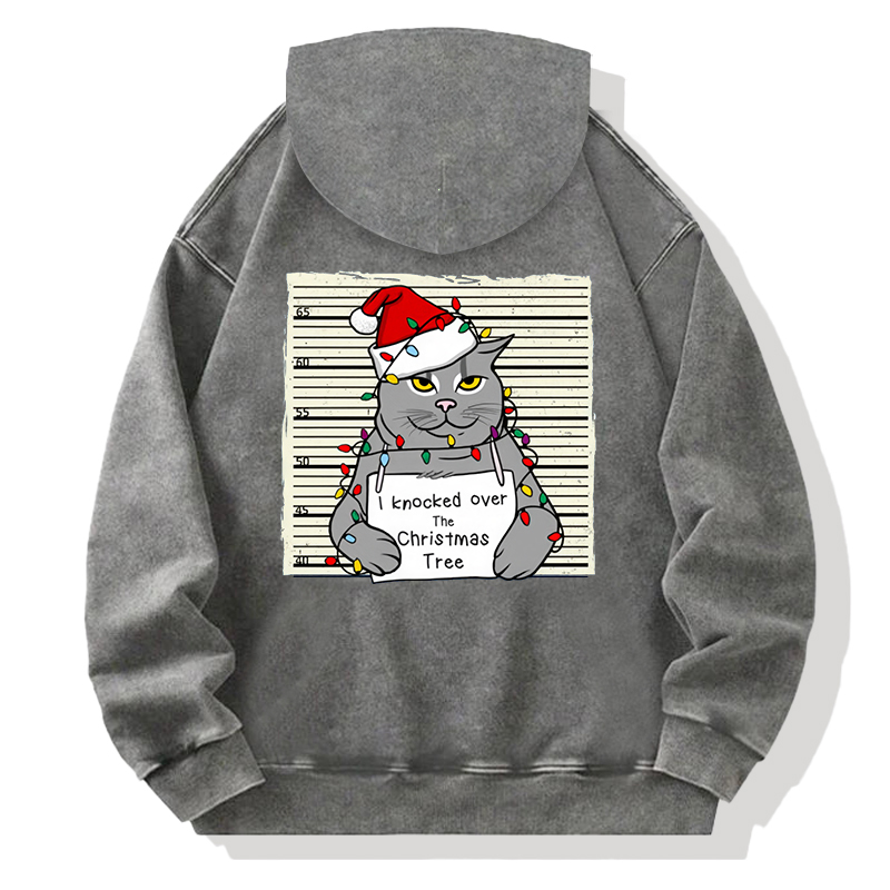 Tokyocanvas Christmas Cat In Jail Back Washed Hoodie