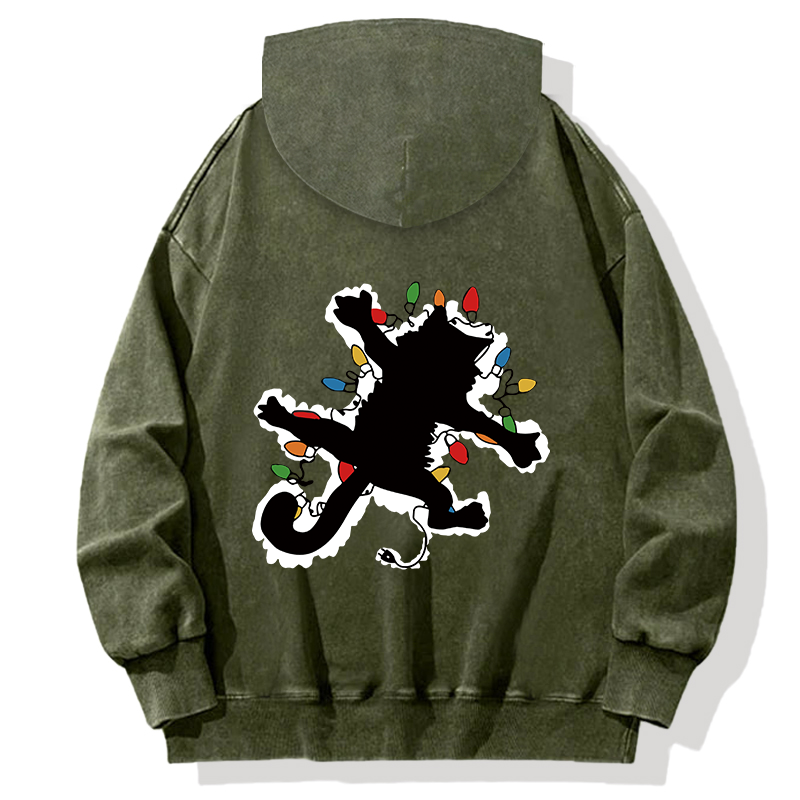 Tokyocanvas Funny Pussy-cat From Christmas Vacation Frieds Lover Back Washed Hoodie