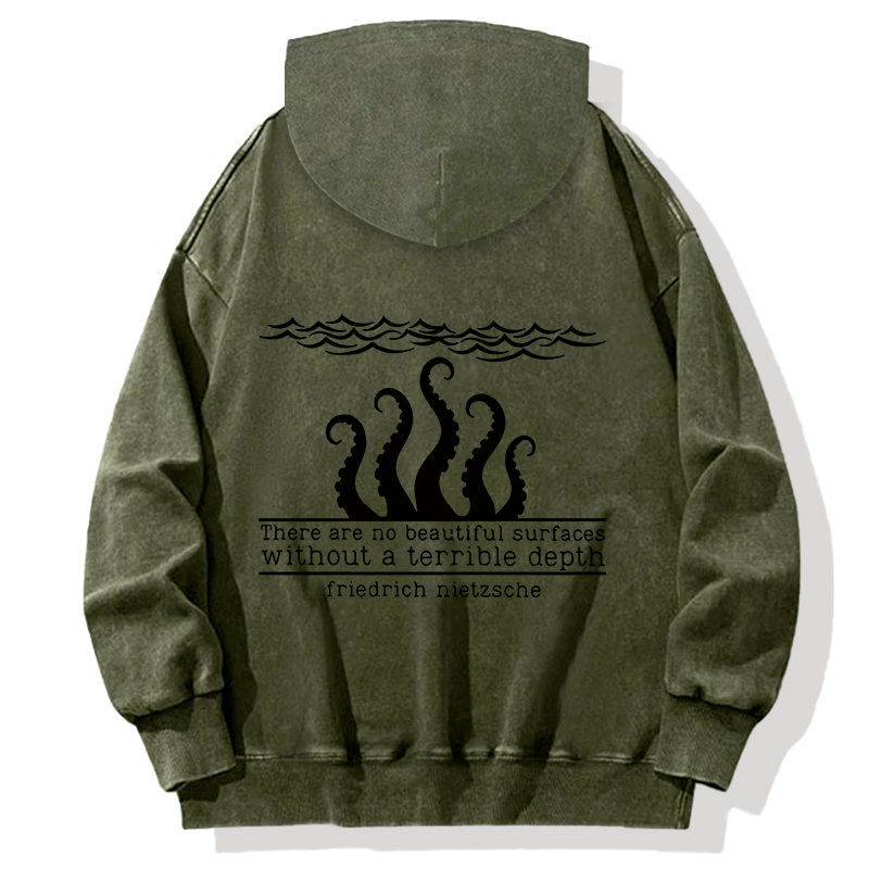 Tokyocanvas Mysterious Octopus Monster Back Washed Hoodie