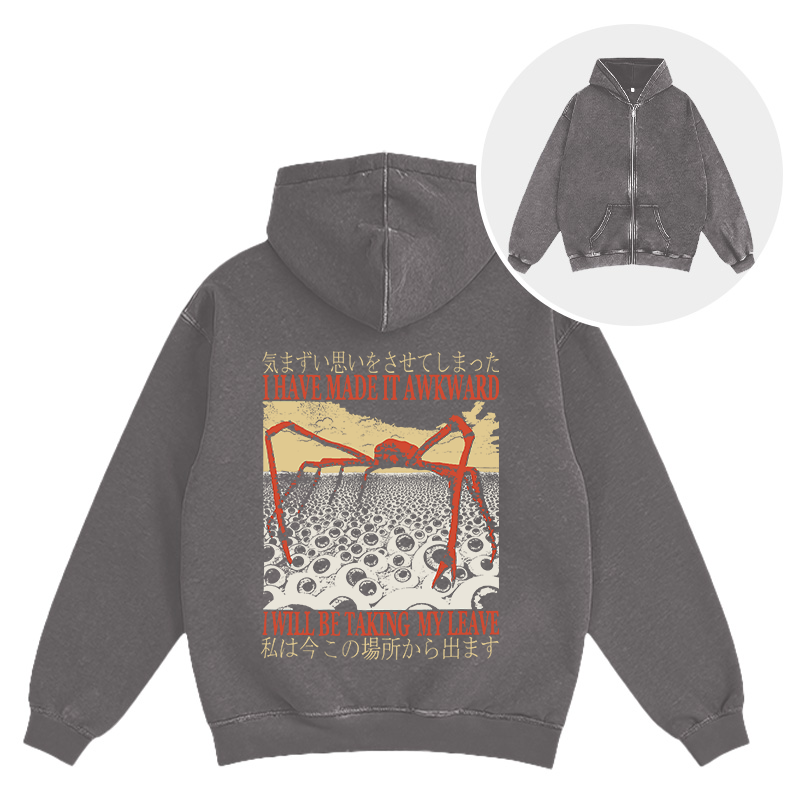 Tokyocanvas I Have Made It Awkward Vintage Washed Zip Hoodie