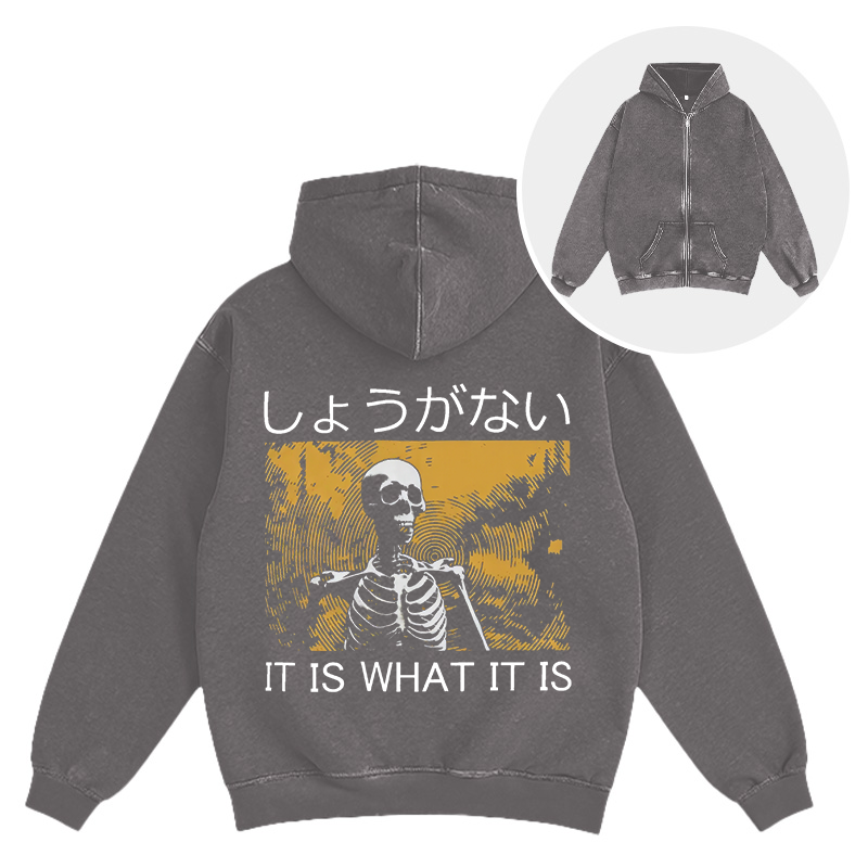 Tokyocanvas It is what it is Skeleton Washed Zip Hoodie
