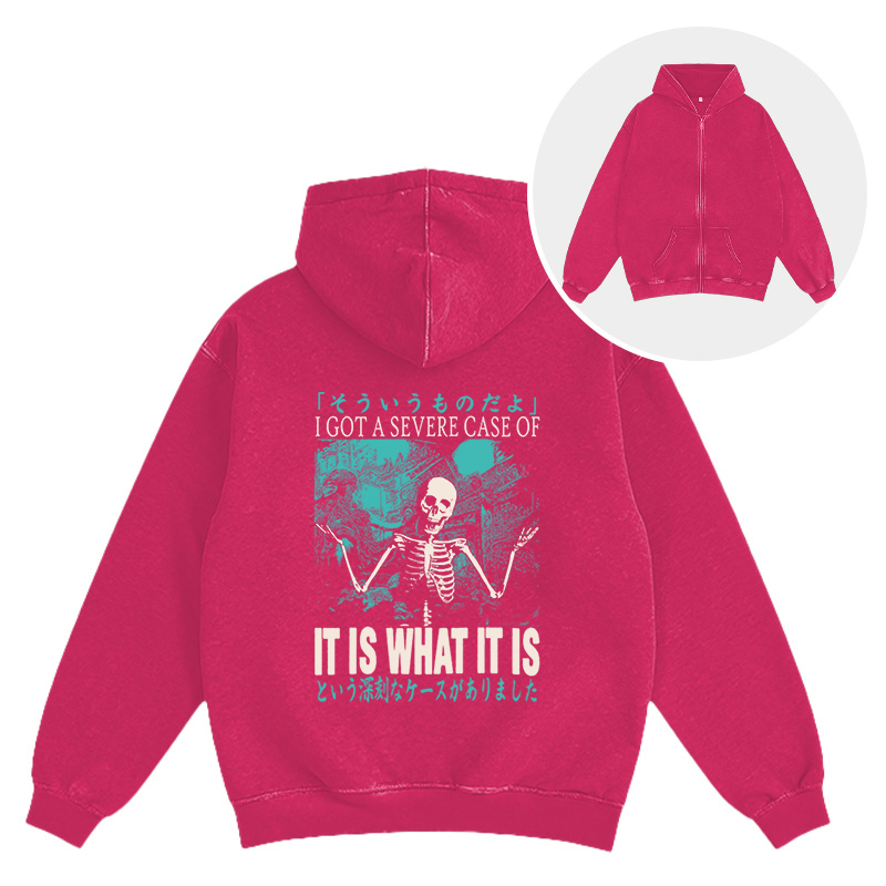 Tokyocanvas It Is What It Is Skeleton Washed Zip Hoodie
