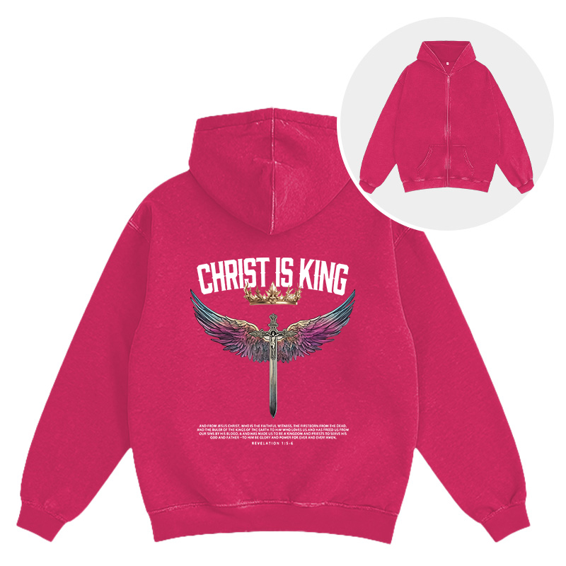 Tokyocanvas Christ Is King Christian Washed Zip Hoodie