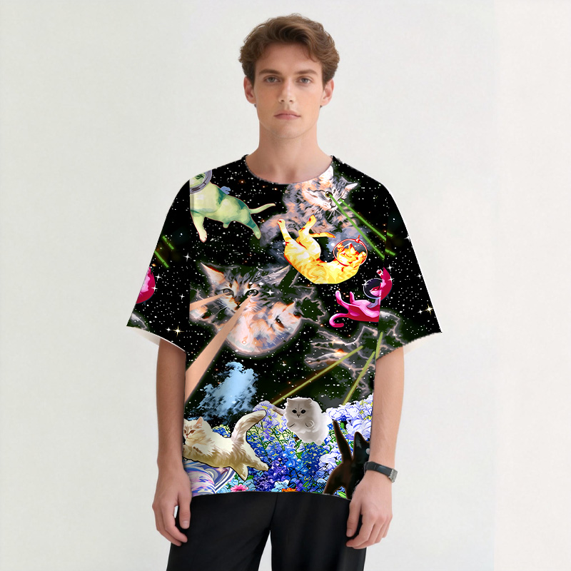 Tokyocanvas Fun Cat Graphic Print T-shirt