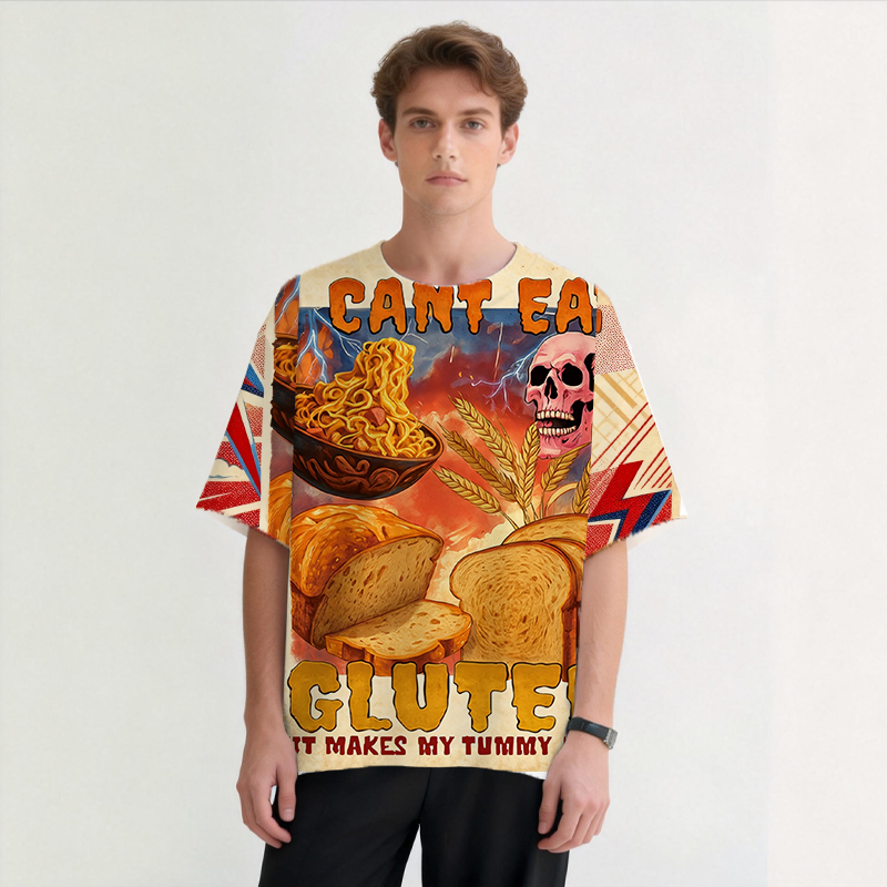 Tokyocanvas I Can't Eat Gluten Funny Meme Graphic Print T-shirt