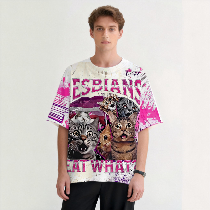 Tokyocanvas Lesbians Eat What?! Funny Graphic Print T-shirt