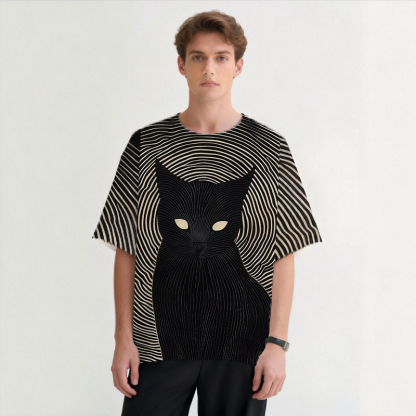 Tokyocanvas Mysterious Black Cat Graphic Print T-shirt