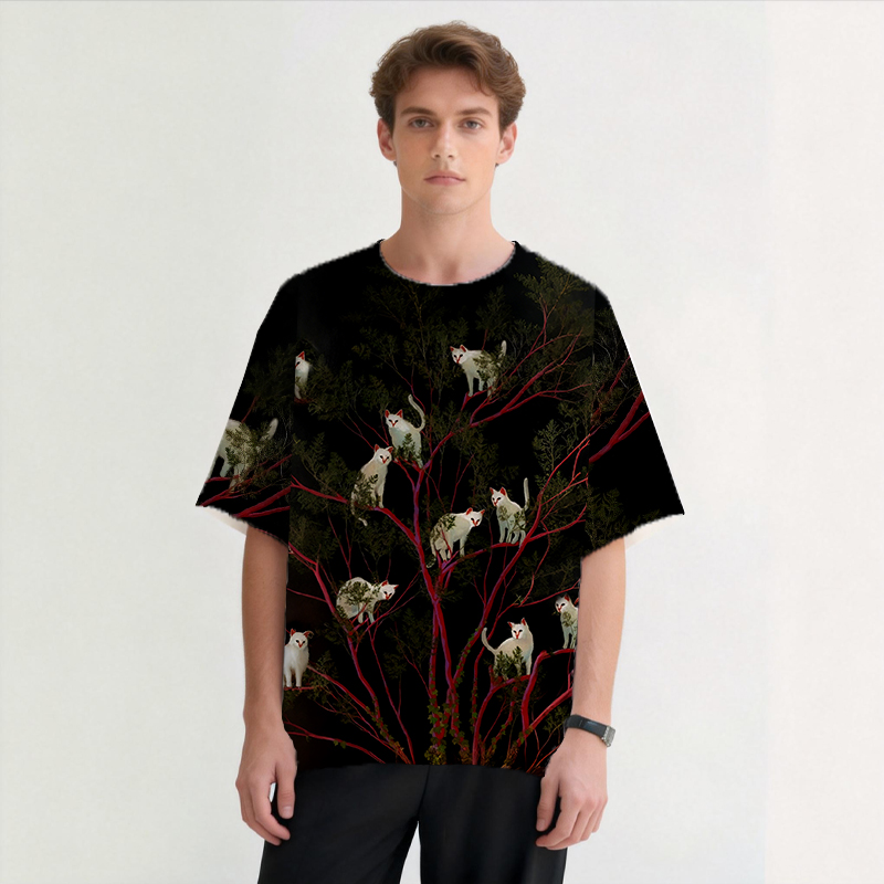 Tokyocanvas Tree With Cats Graphic Print T-shirt