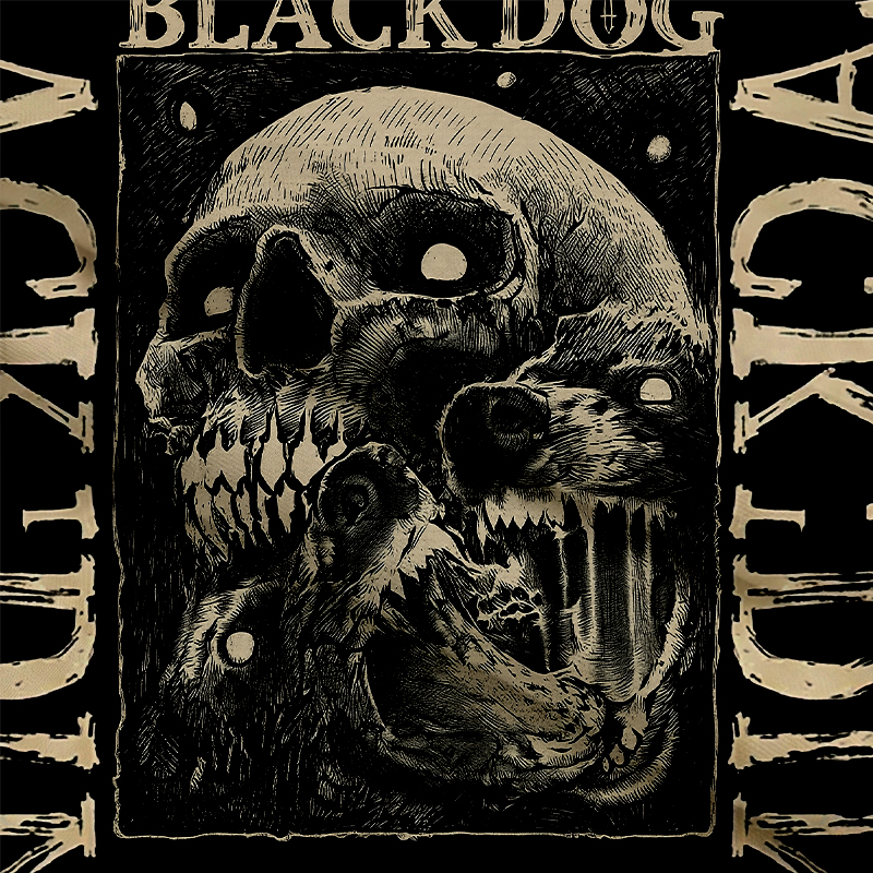 Tokyocanvas Black Dog Long Sleeve Graphic Print T-Shirt