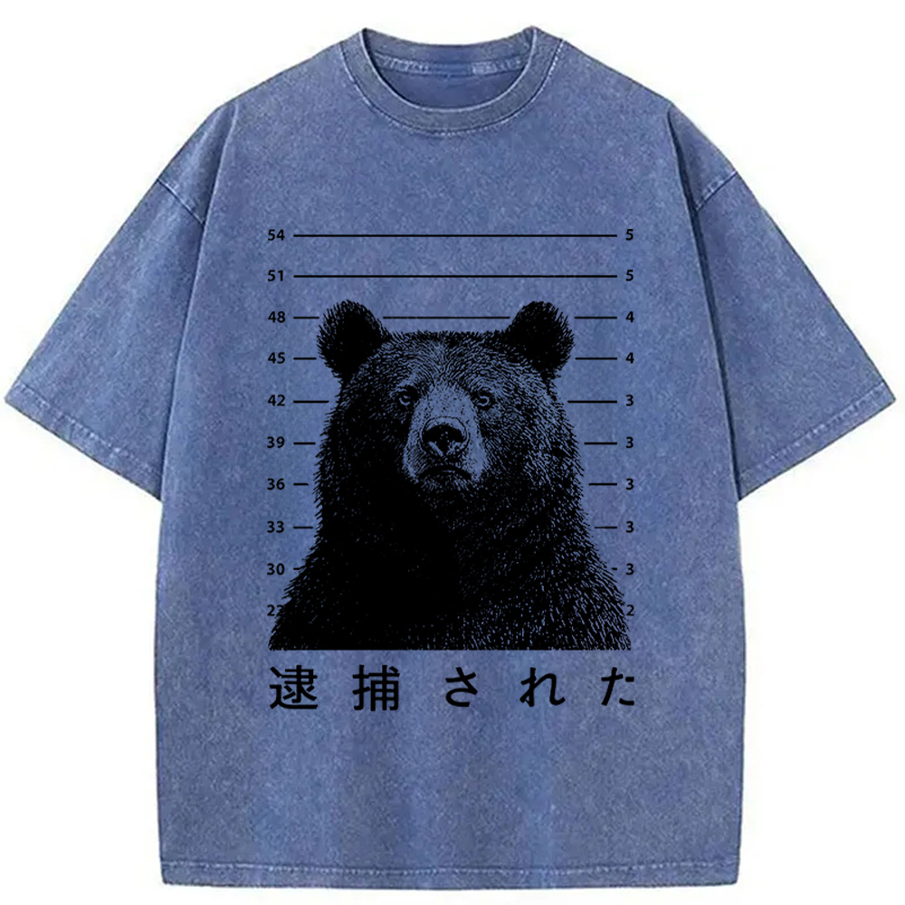 Tokyocanvas Arrested Bear Washed T-Shirt