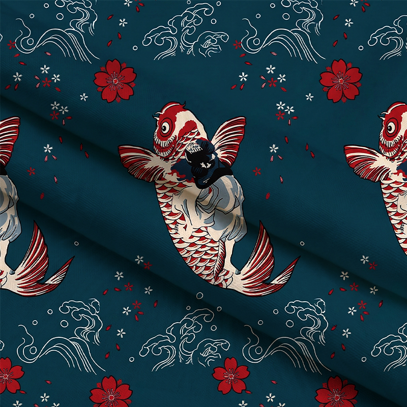 Tokyocanvas Flower and Fish Graphic Long-sleeve T-Shirt