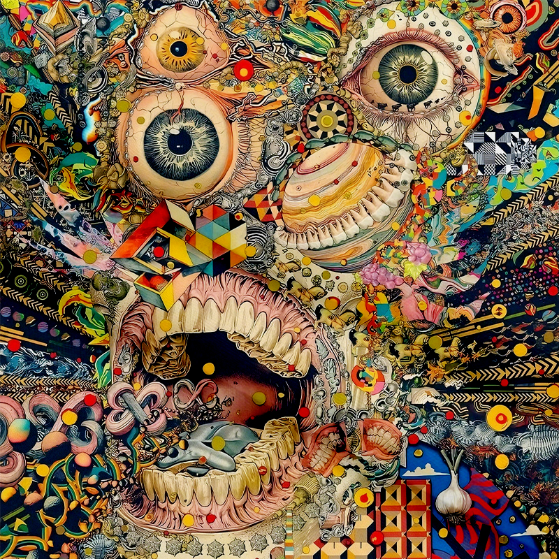 Tokyocanvas Psychedelic Big Mouth Monster Long Sleeve Graphic Print T-Shirt