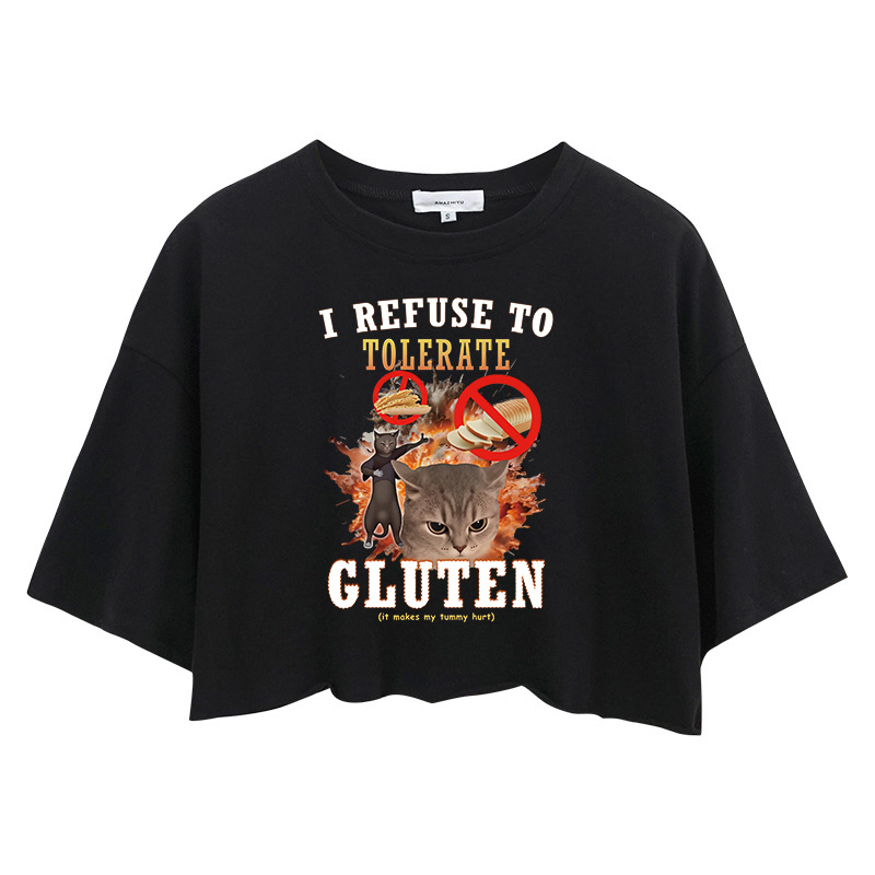 Tokyocanvas I Refuse to Tolerate Gluten Crop Top