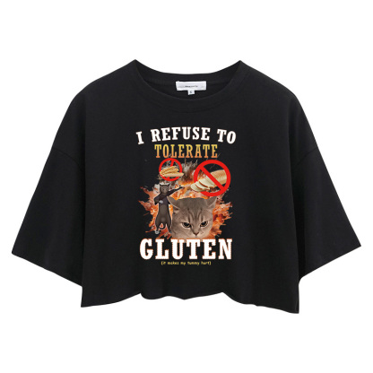 Tokyocanvas I Refuse to Tolerate Gluten Crop Top
