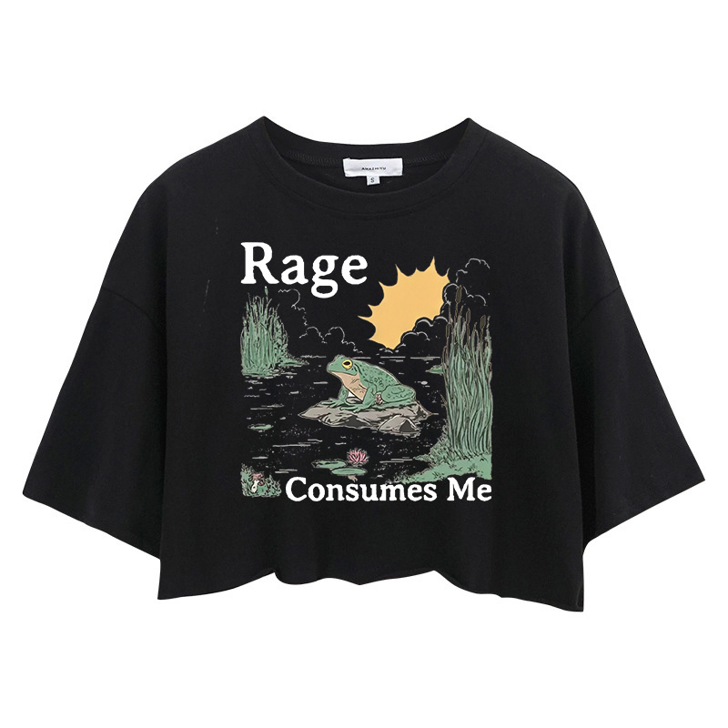 Tokyocanvas Rage Consumes Me Frog Pond Crop Top