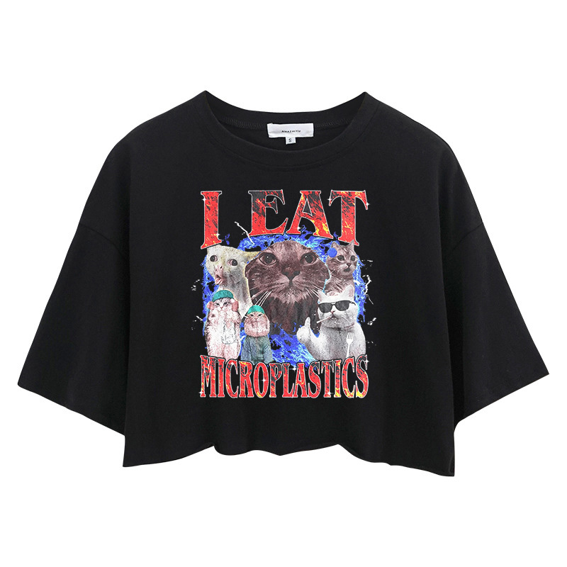 Tokyocanvas I Eat Microplastics Crop Top