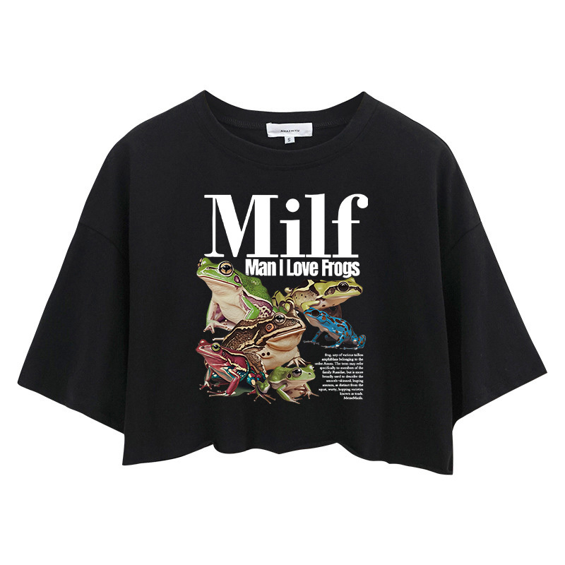 Tokyocanvas Man I Love Frogs Meme Crop Top