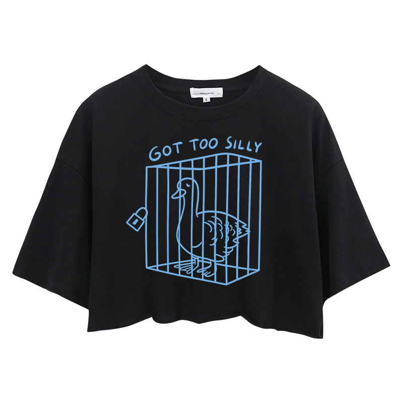Tokyocanvas Got Too Silly Funny Crop Top