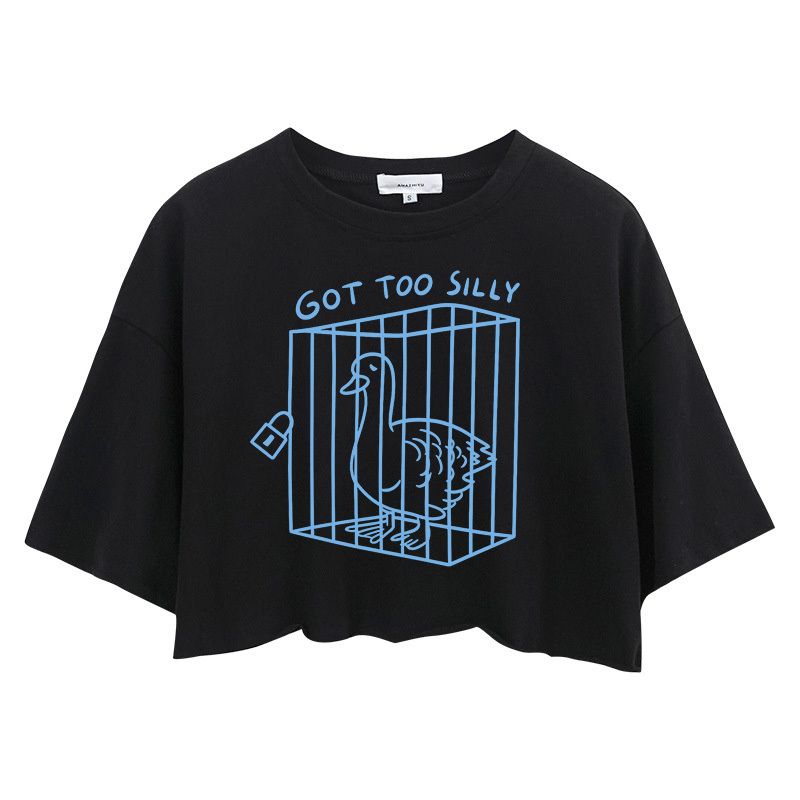 Tokyocanvas Got Too Silly Funny Crop Top